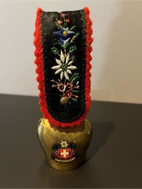 Vintage Switzerland Cow Bell with Embroidered Strap
